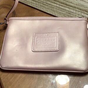 Pink Leather Coach Wristlet